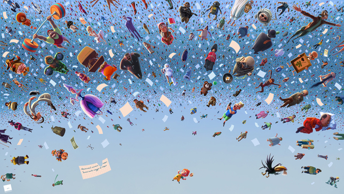 Маленький мальчик что-то нашел.