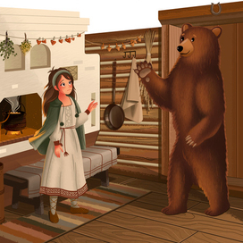 Иллюстрации к сказке "Маша и медведь" (4/8)