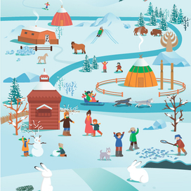 Новогодняя открытка с якутскими мотивами