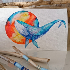 Кит на закате