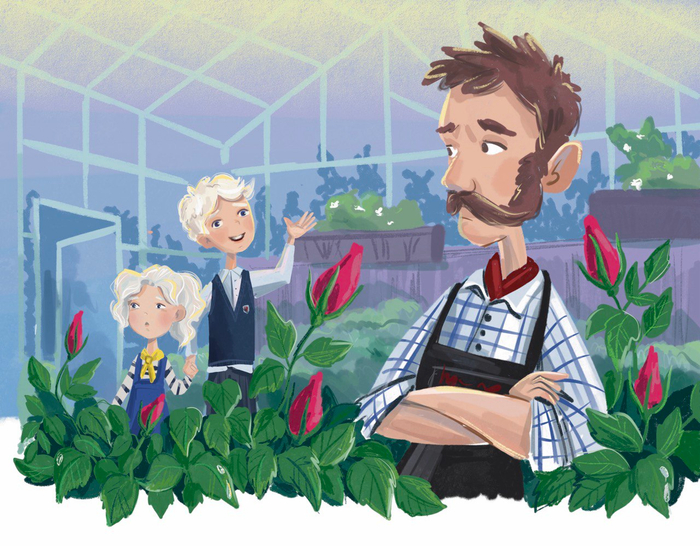 Иллюстрация к истории про детей и цветы