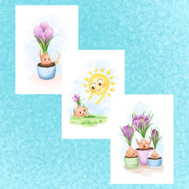 Серия иллюстраций для открыток