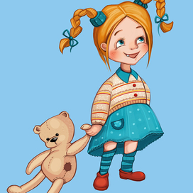 Девочка с грустным мишкой.