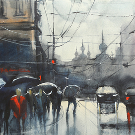 Дождливое утро в Москве