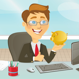 бизнесмен с копилкой