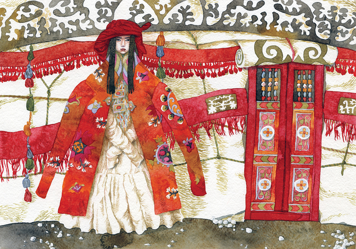 "Ты стоишь в белом платье и красном бешмете"