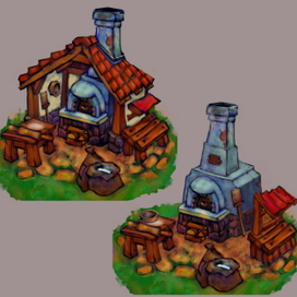 Концепт-арт пекарни для игры