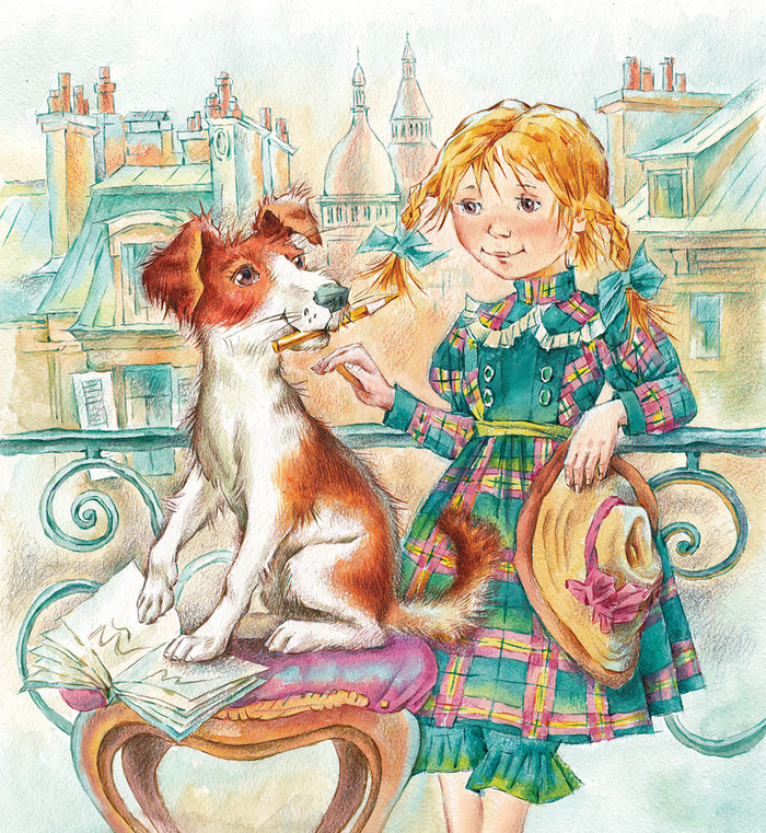 Девочка и фокс. Обложка к повести Саши Чёрного "Дневник фокса Микки".