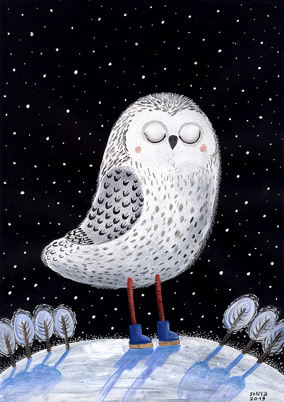 Сова моргает