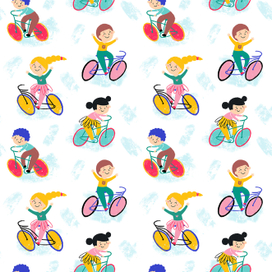 Паттерн дети на велосипедах