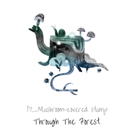 Поросший грибами пенек | Inktober 2022