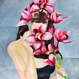 Девушка с орхидеями