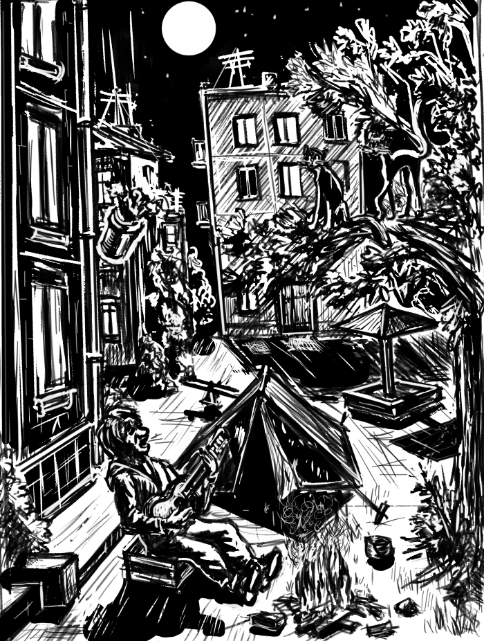 Ночь...Двор...