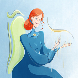 Девушка играет на арфе 