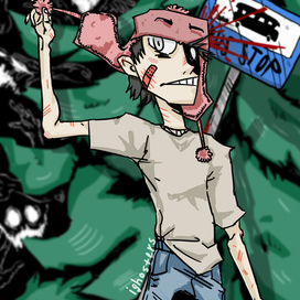 У автобусной остановки в лесу...