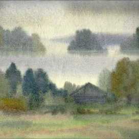 Карелия. Оз. Лазарево. Мой дом, 6 утра. Пора плыть, снимать сеть.