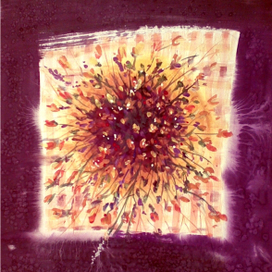 Букетик кветуёчиков на желтой тарелке и салфетке, чтоб покрасивше было