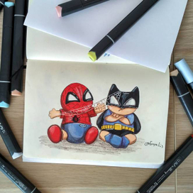 Малыши спайдермен и бэтмен