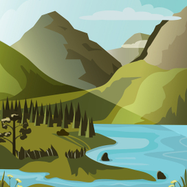 Пейзаж вектор 