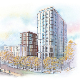 Воробьев дом. Москва. Иллюстрация для календаря