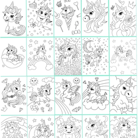 Раскраска для маленьких любителей Единорожек.