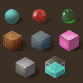 Сферы и кубы из разных материалов