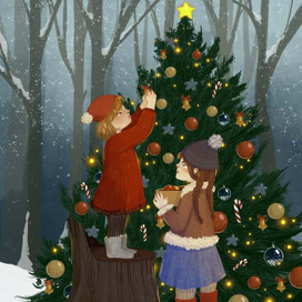 Рождественская иллюстрация (открытка)