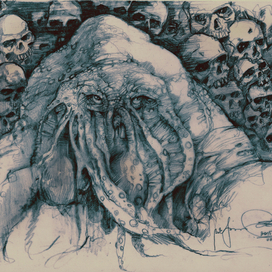 drawing by Lovecraft Cthulhu
