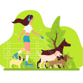 Девушка с собаками