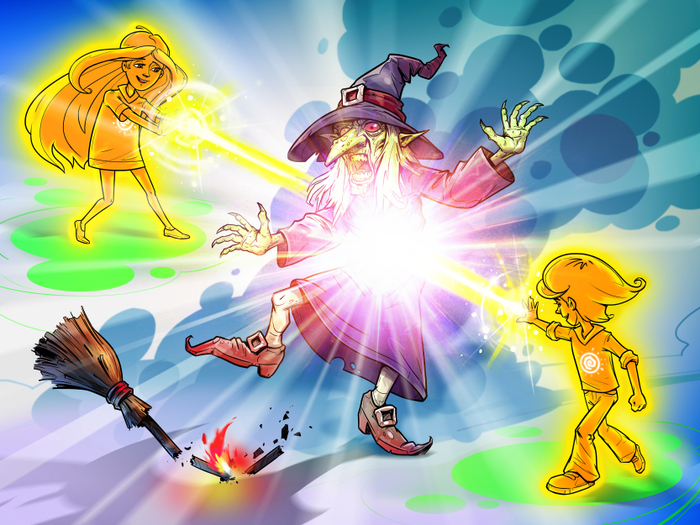 Дети-лучи против ведьмы.