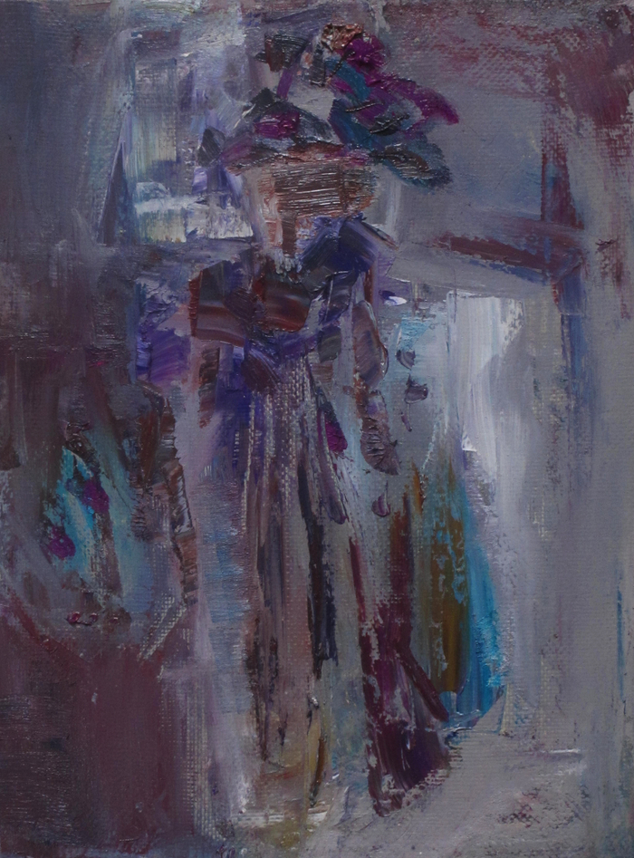 интерьер с фиалкой на окне