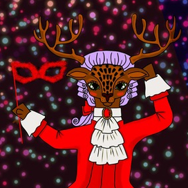 Олень в красном на маскараде зажигает