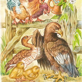 Птичий двор.  К сказке Сельмы Лагерлёф "Сказочное путешествие Нильса с дикими гусями".