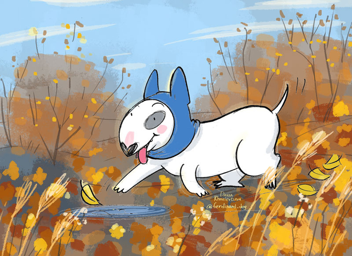 осенний портрет бультерьера