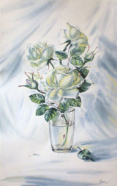 Белые розы в стакане