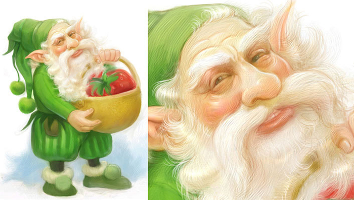 Гном с клубникой. Эскиз персонажа