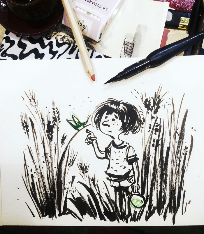 Кузнечик и фляга с чаем