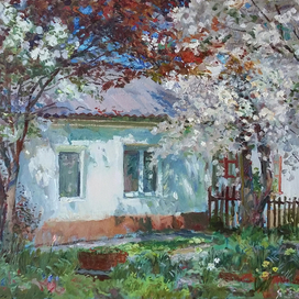 Яблони цветут.