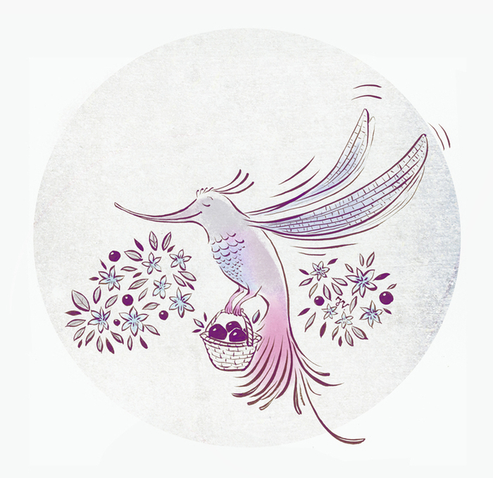 Птичка с черничкой