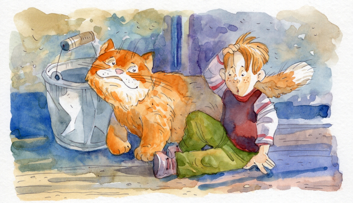 кот и мальчик