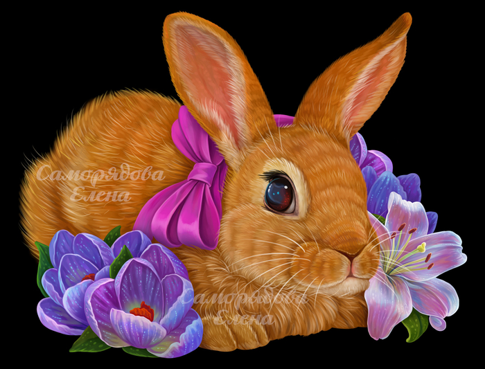 Кролик и цветы