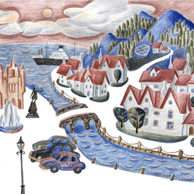 Иллюстрация к сказке Джоан Эйкен "КОТ ИЗ БУЛОЧНОЙ"