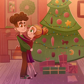 влюбленная пара отмечает новый год