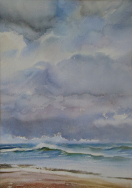 Пустынный пляж Рижского залива.Штормит...