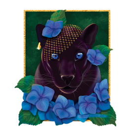 Пантера в гортензиях