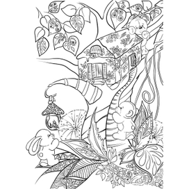 tree house bunny bear coloring book