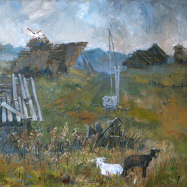 Пейзаж с козами