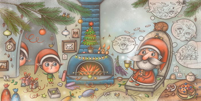 Для книжки "Санта и ленивый олень"