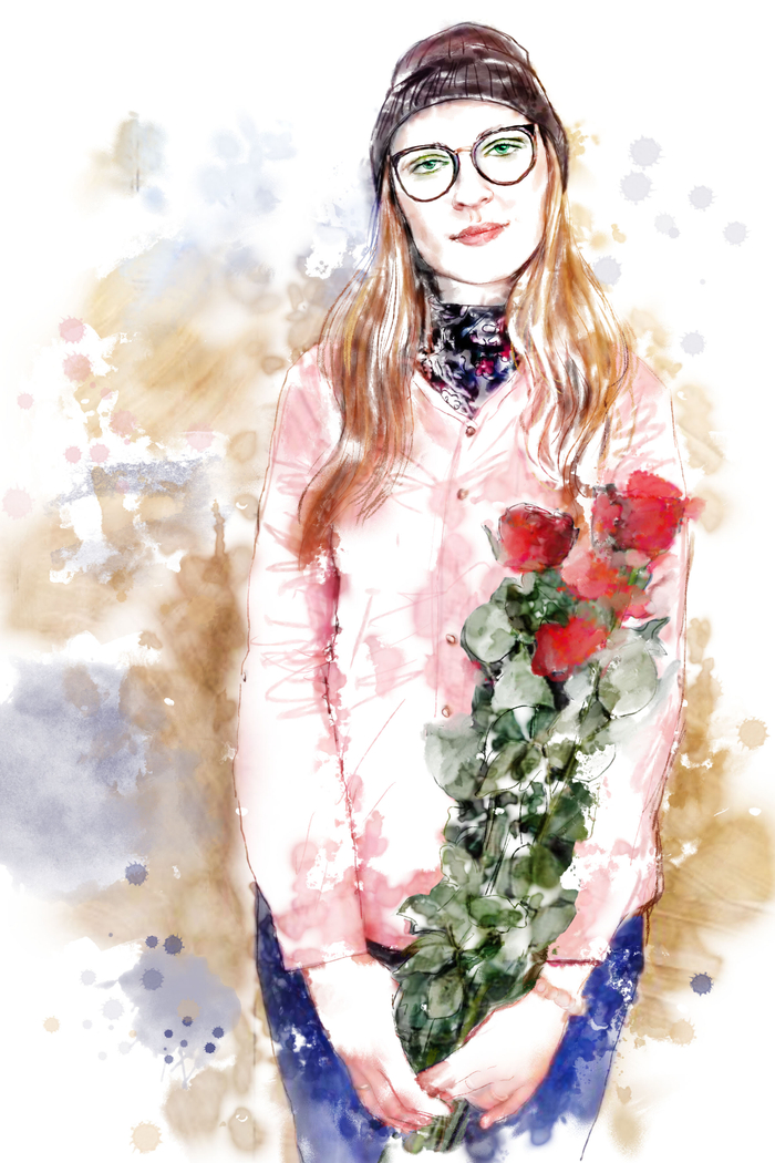 девушка в розовом