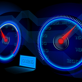 dashboard in neon light with high-tech elements